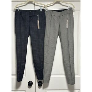 Ann Taylor Loft, Women's Marissa Straight Pants (2),Houndstooth & Blue Plaid, 00